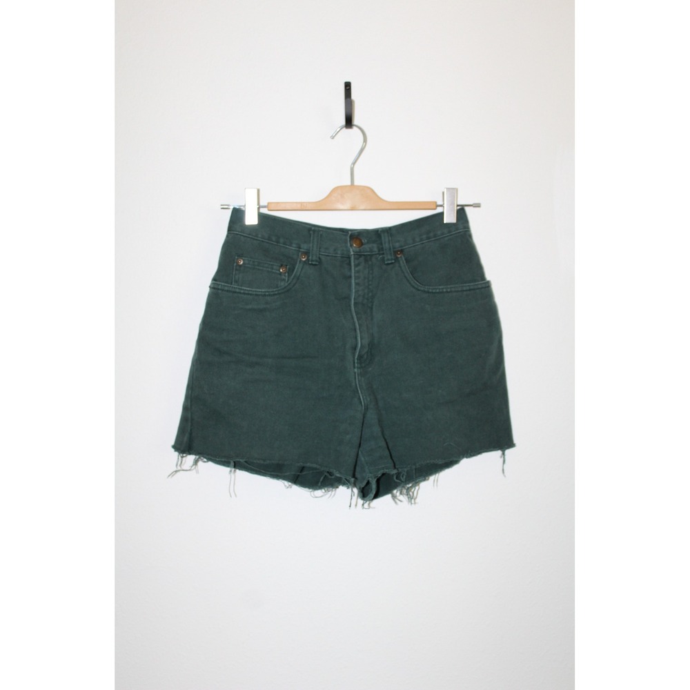 VTG Gap High Waisted Denim Shorts Forest Dark‎ Green Raw Hem 90s Cotton Size 7/8
